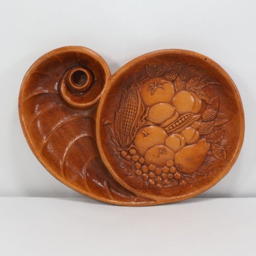 Vintage Multi Prod. Inc. Platter Bowl Fruit Cornucopia Fall 1961 Snack Dish